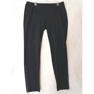 Eileen Fisher Minimalist Viscose Blend Tapered Zipper Hem Pants Size Large Black